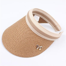 Load image into Gallery viewer, Straw Bow-knot Visor Summer Cap