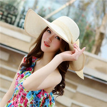 Load image into Gallery viewer, Summer Floppy Wide Brim Straw Hat