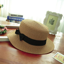 Load image into Gallery viewer, Fashion Bow Hand Made Straw Cap