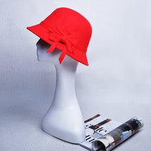 Load image into Gallery viewer, Elegant Wool Bow-knot Fedora Hat