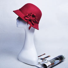 Load image into Gallery viewer, Elegant Wool Bow-knot Fedora Hat