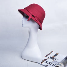 Load image into Gallery viewer, Elegant Wool Bow-knot Fedora Hat